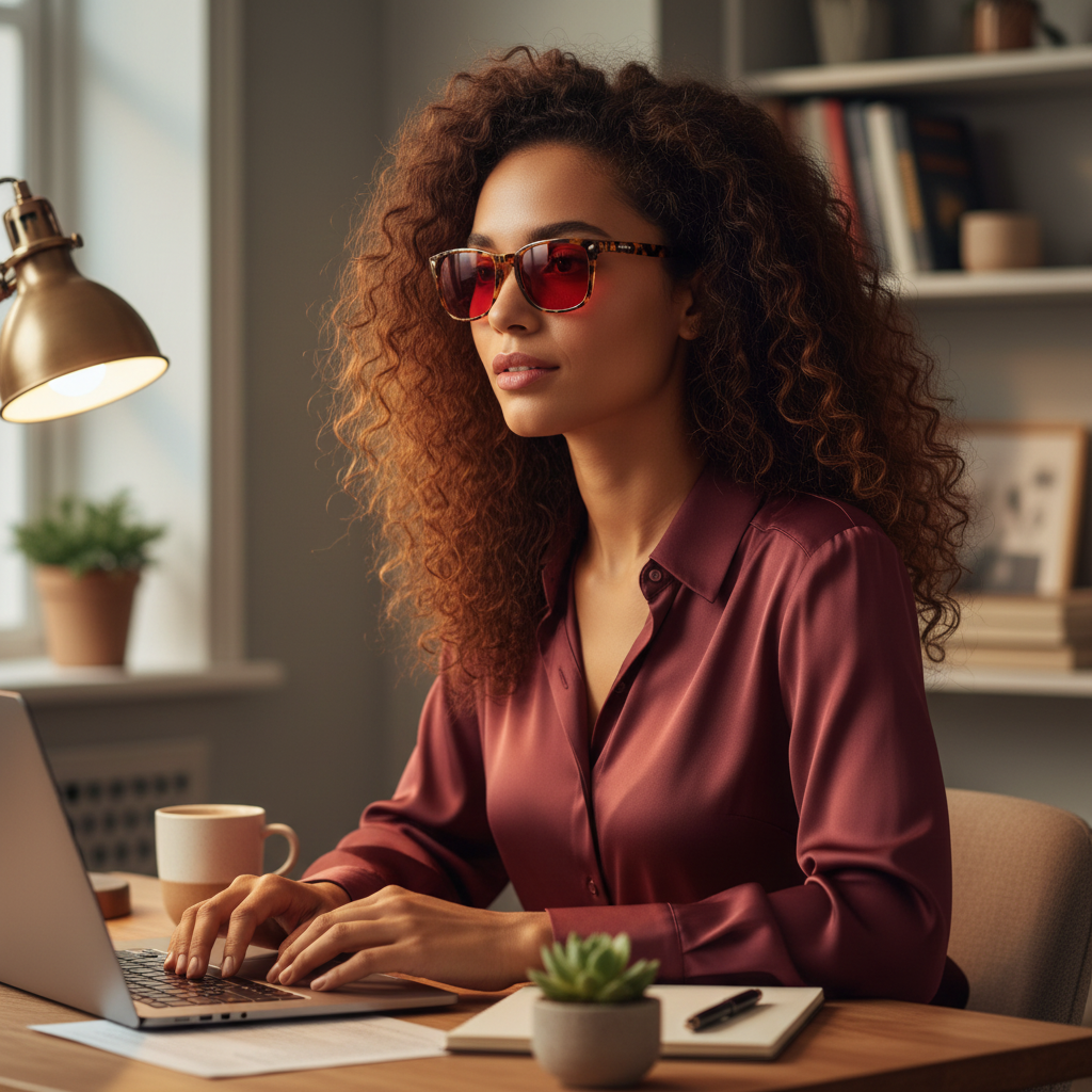 Lunette anti lumière bleue - Amber Rouge Tigré