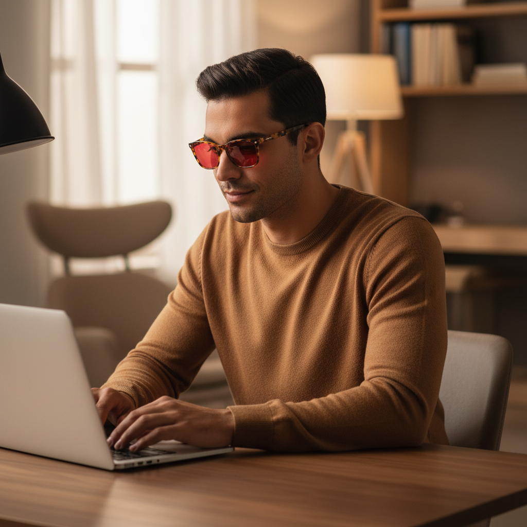 Lunette anti lumière bleue - Amber Rouge Tigré