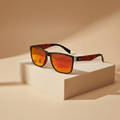 Lunettes de soleil SunRetro Rouge – monture légère, verres miroir rouge UV400, style rétro audacieux, Aura Vision Canada