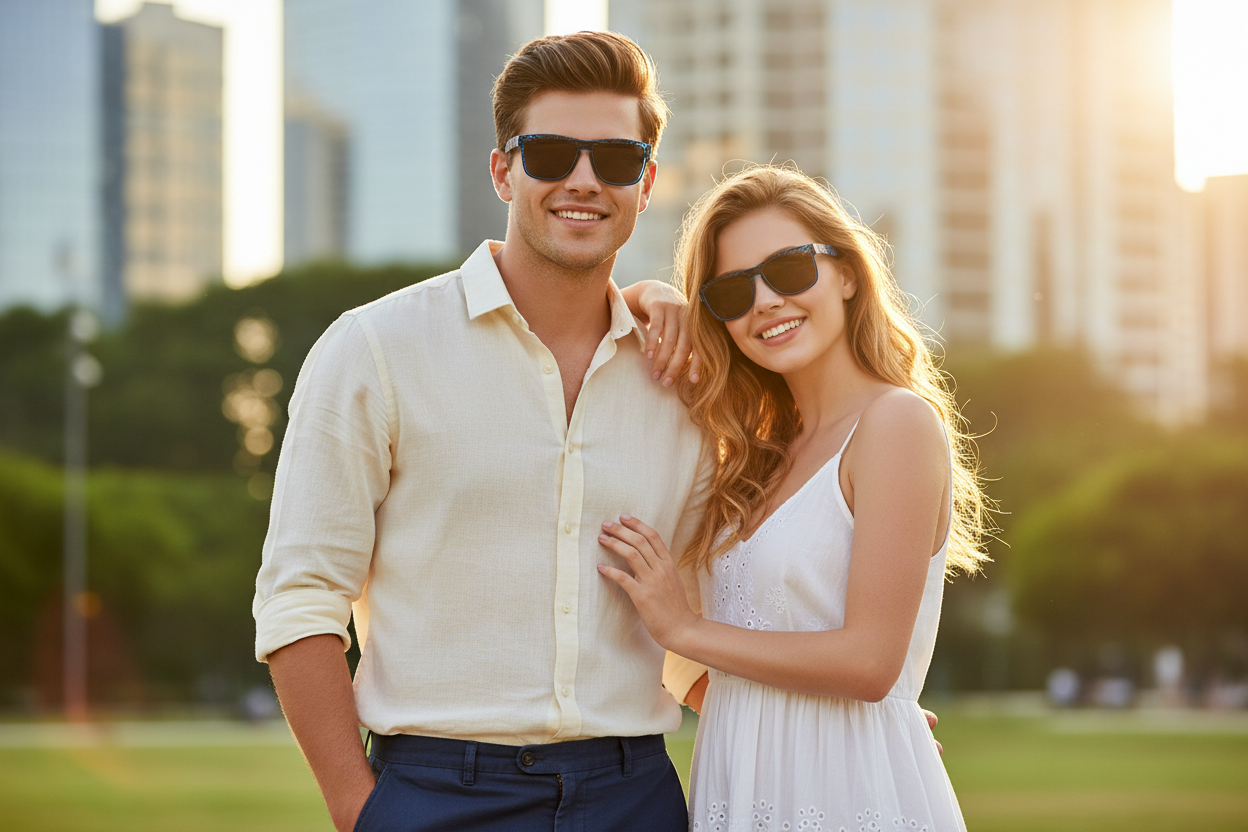 Lunettes de soleil SunRetro  bleue